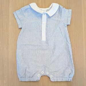 Edgehill Collection Blue and White Striped Baby Romper